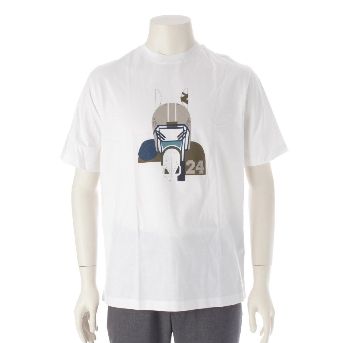 HERMES cotton Quarterbash Print Short sleeve T-shirt Tops cut white XS