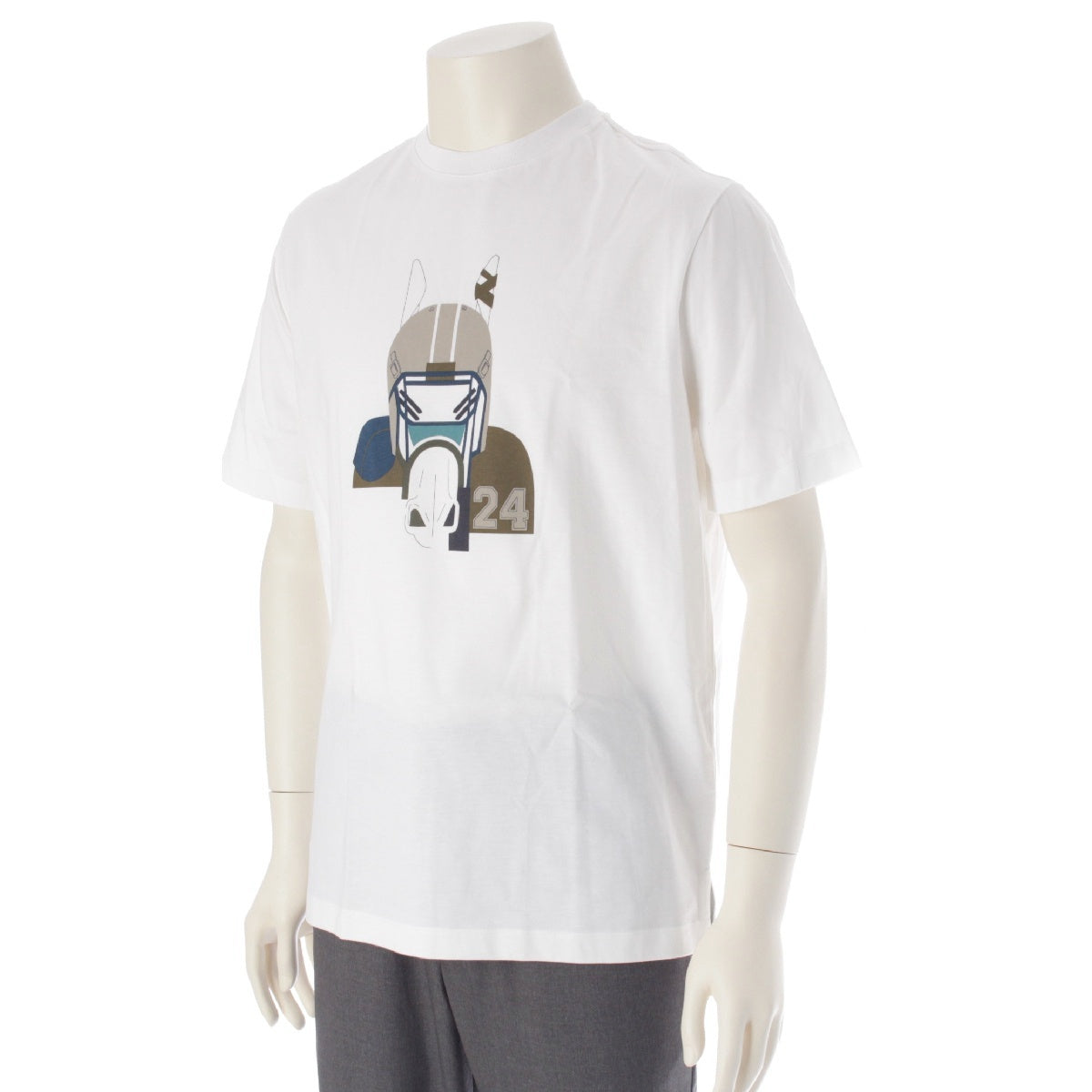 HERMES cotton Quarterbash Print Short sleeve T-shirt Tops cut white XS