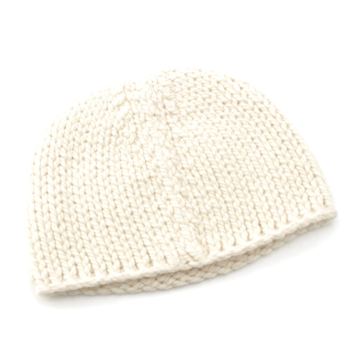 HERMES Wool x Silk x Cashmere Joplan Serie Button Knit Hat Knit cap white S