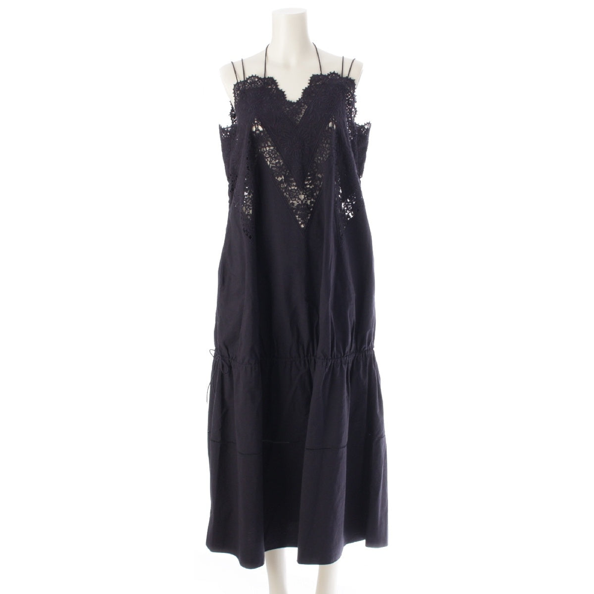 Drawer 24AW PRE2 cotton Embroidery Lace Camisole one piece Maxi dress 6526-299-1437 Navy 38