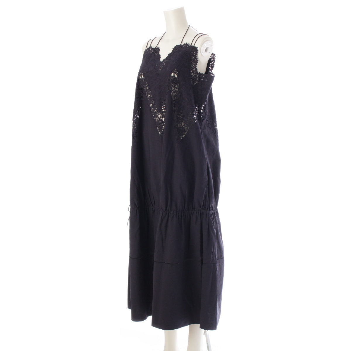 Drawer 24AW PRE2 cotton Embroidery Lace Camisole one piece Maxi dress 6526-299-1437 Navy 38
