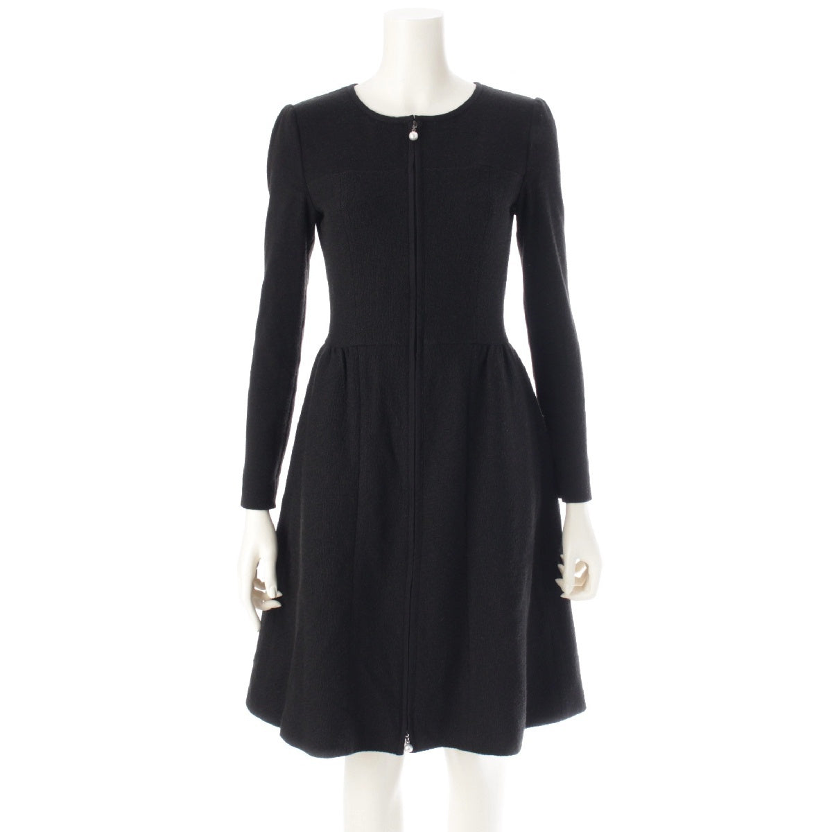 Rene wool Double Zip Up F Pearl Flare one piece dress 6742480 black 34