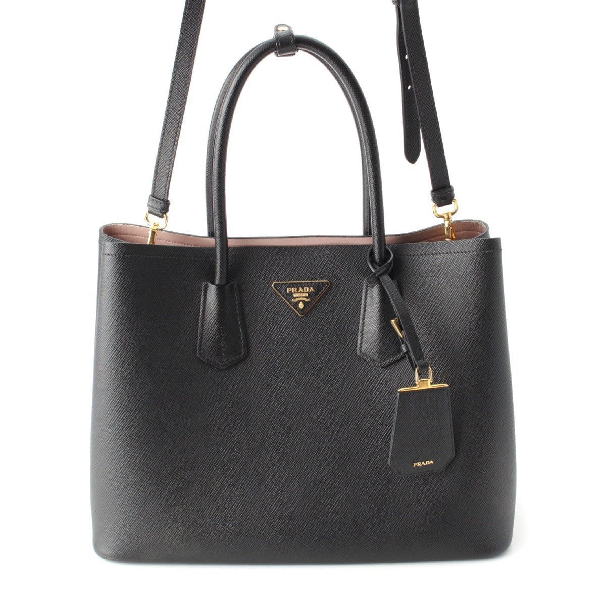 PRADA Safiano quiel Double 2way Handbag 1BG756 black