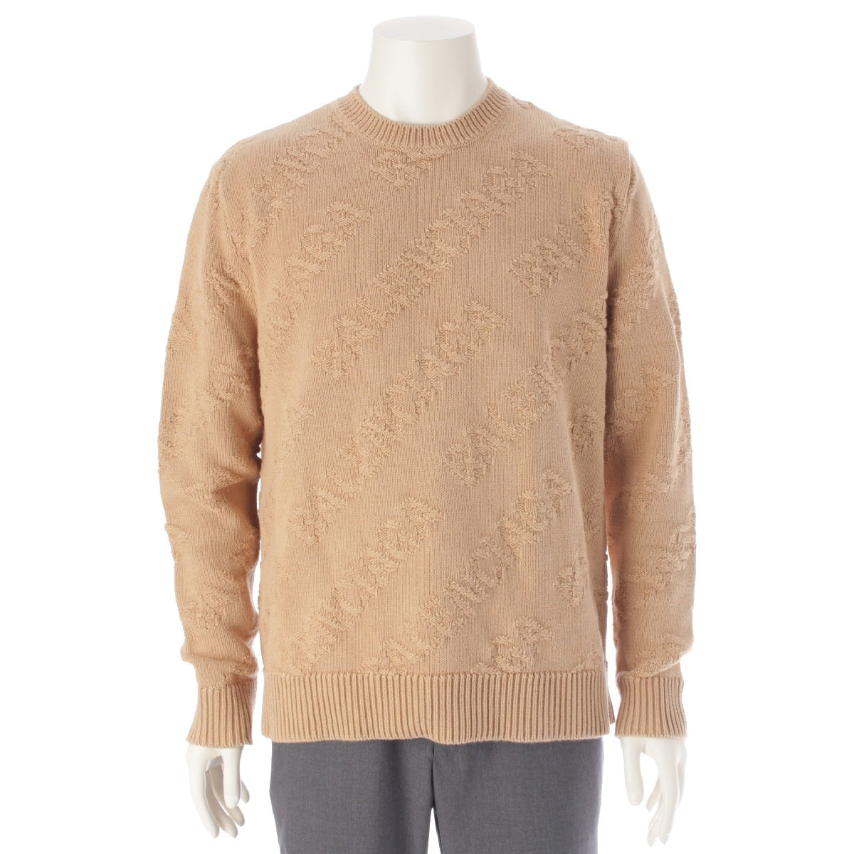 BALENCIAGA cotton Crew Neck Logo Knit sweater tops 599870 Camel XS
