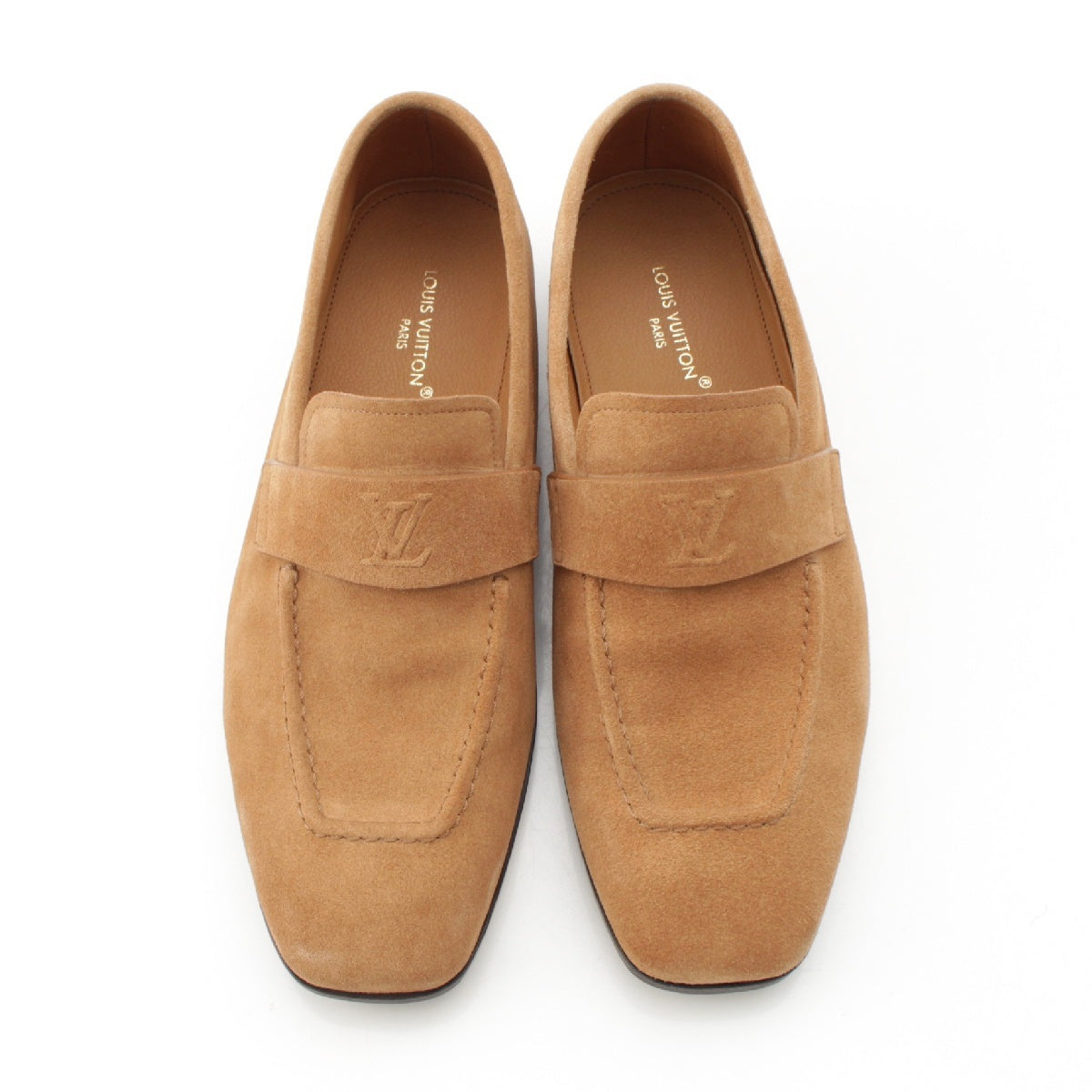 LOUIS VUITTON suede LV Gloves with LV Logo loafers shoes 1ACS0G beige 7