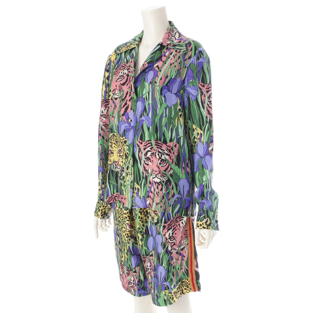 GUCCI 19 years silk Tiger Motif Tops Pants setup Room Pajamas Loungewear 569112／572697 multicolor 40/24
