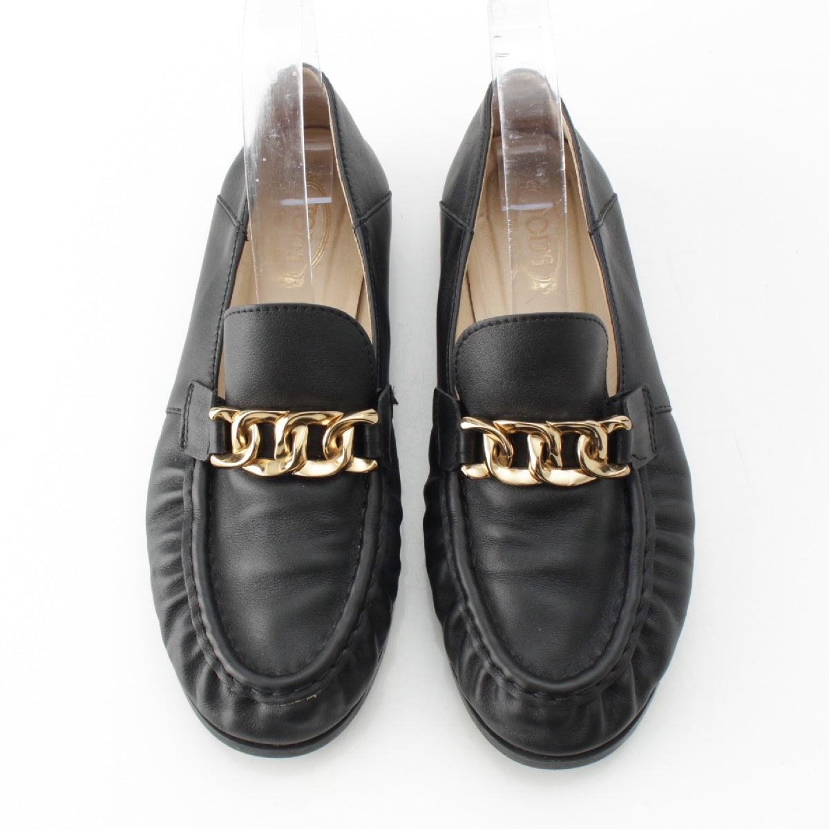 TOD’S leather ChainMetal loafers shoes black 36 1/2
