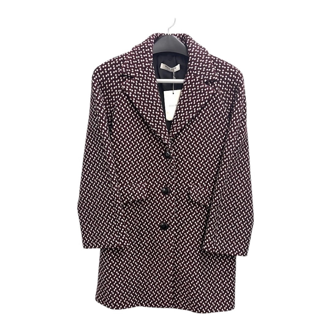 MIUMIU Check Pattern Wool Coat Red 38 outer