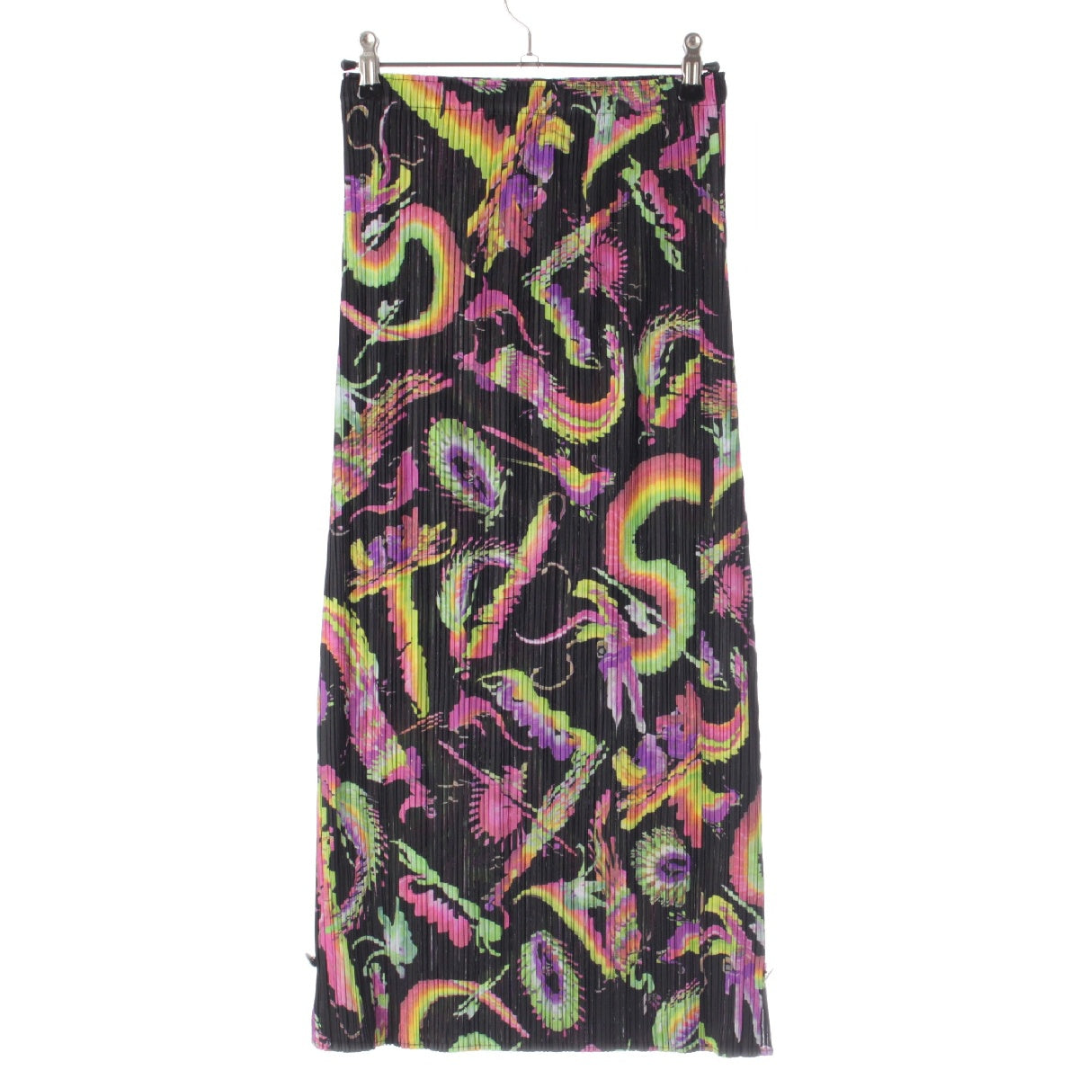 PLEATS PLEASE ISSEY  Mythical beast pattern dragon Chinese button Long skirt PP63-JG635 black 2