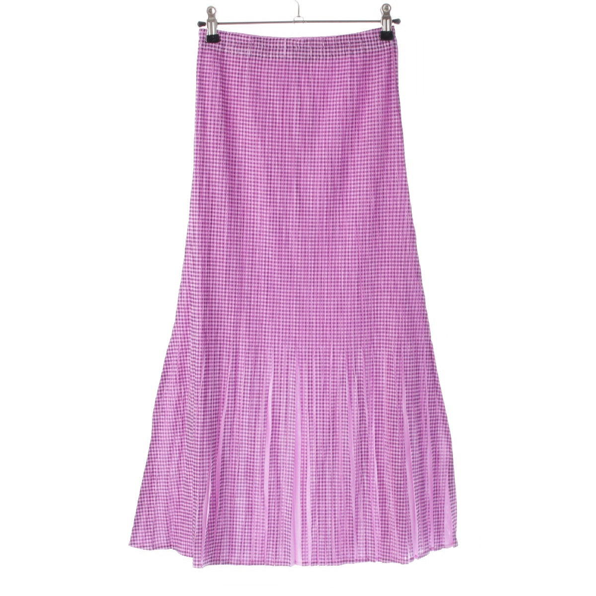 PLEATS PLEASE ISSEY  Check pattern flare Long skirt PP22-JG855 purple 2