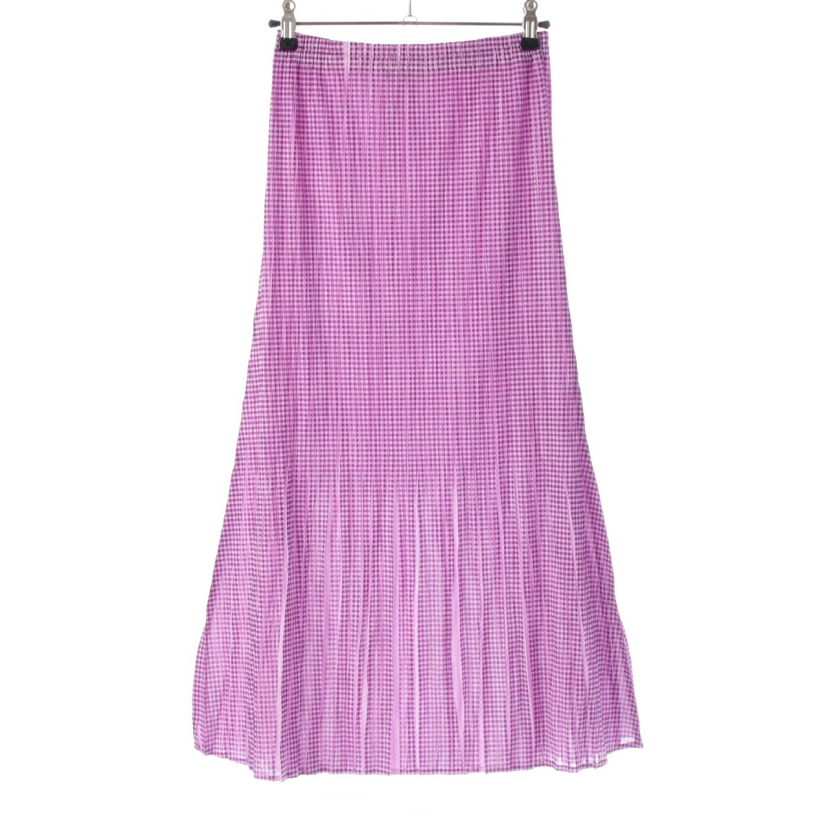 PLEATS PLEASE ISSEY  Check pattern flare Long skirt PP22-JG855 purple 2