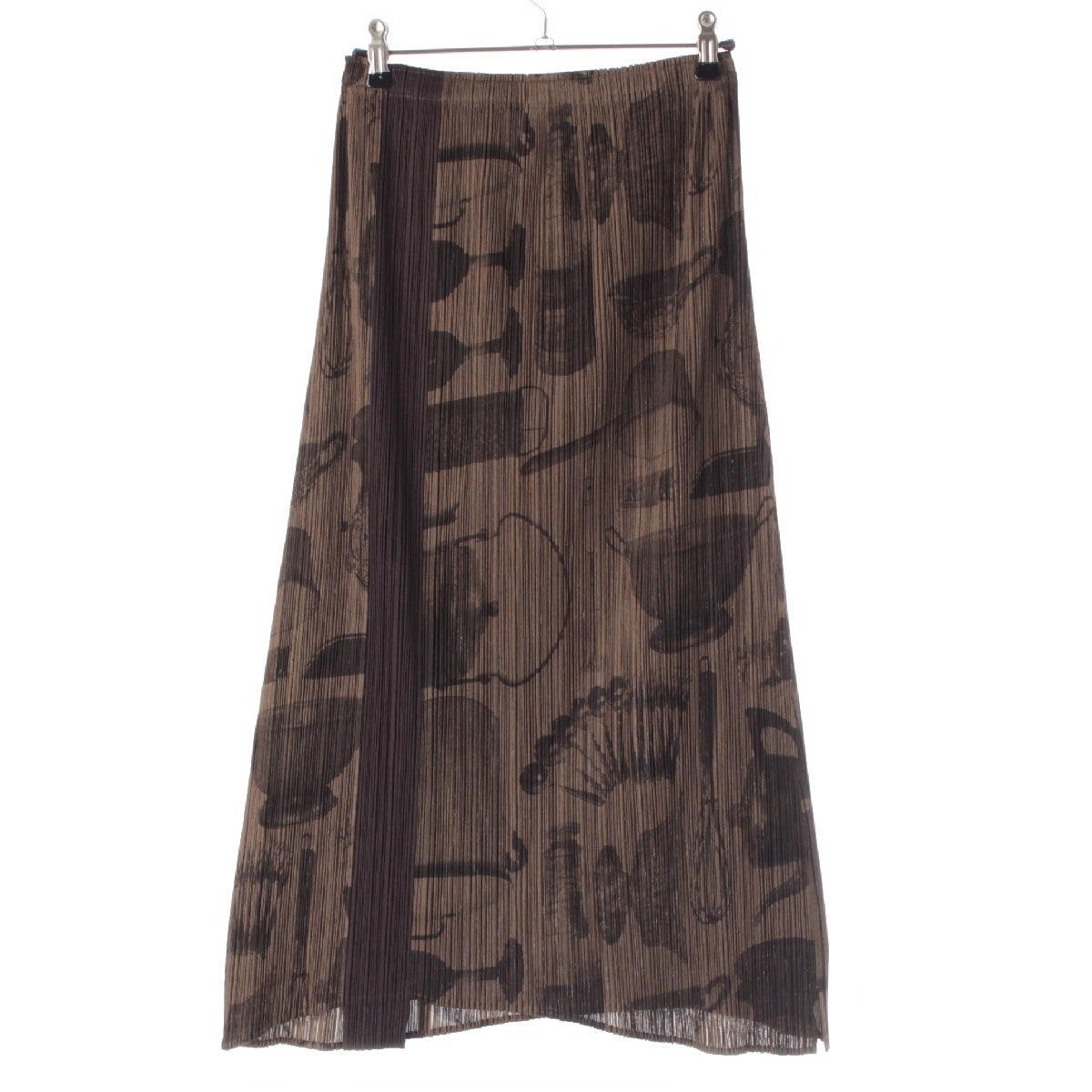 PLEATS PLEASE ISSEY  Cookware All-over Pattern Flare Long skirt PP53-JG585 Brown 2