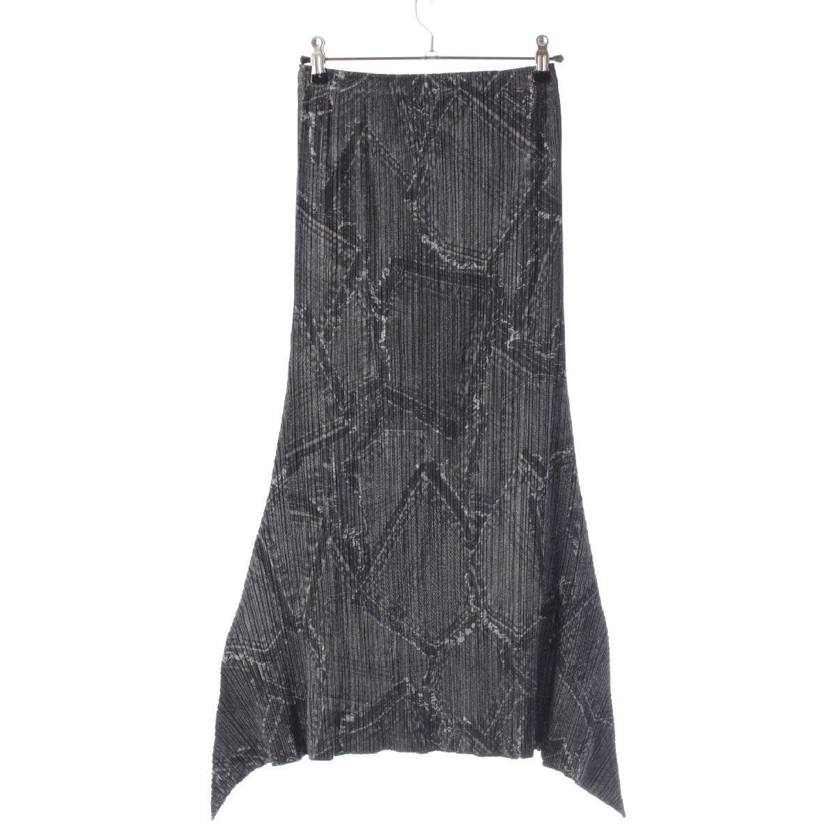 PLEATS PLEASE ISSEY  Denim Transfer Patch Pocket Pattern Deformation Long skirt PP41-JG875 gray 1