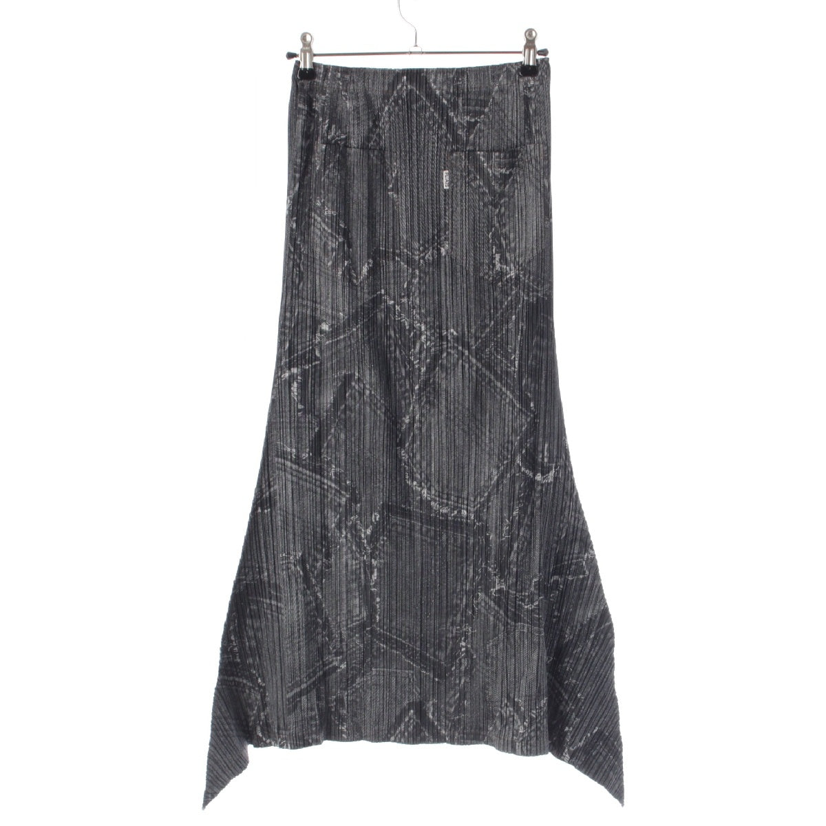 PLEATS PLEASE ISSEY  Denim Transfer Patch Pocket Pattern Deformation Long skirt PP41-JG875 gray 1