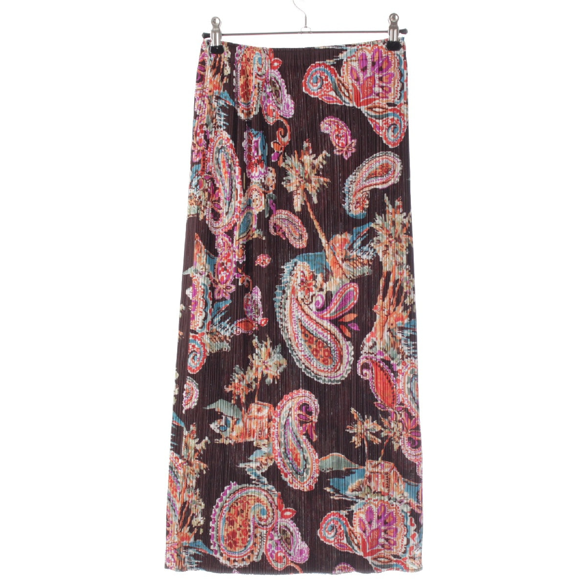PLEATS PLEASE ISSEY  Palm Trees Paisley Pattern Long skirt PP61-JG803 Brown 1