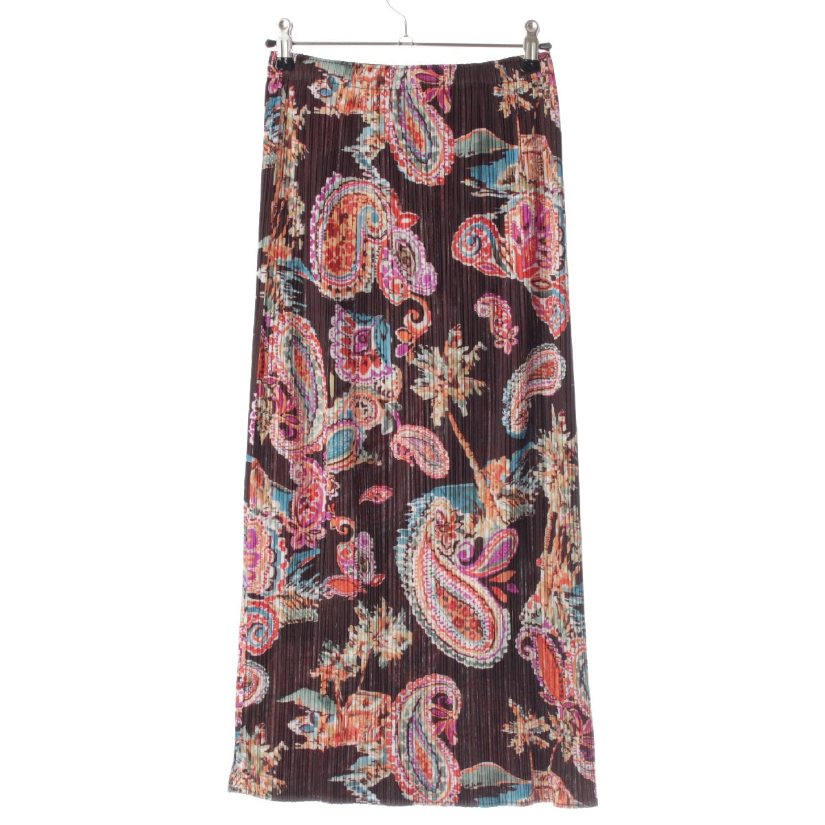 PLEATS PLEASE ISSEY  Palm Trees Paisley Pattern Long skirt PP61-JG803 Brown 1
