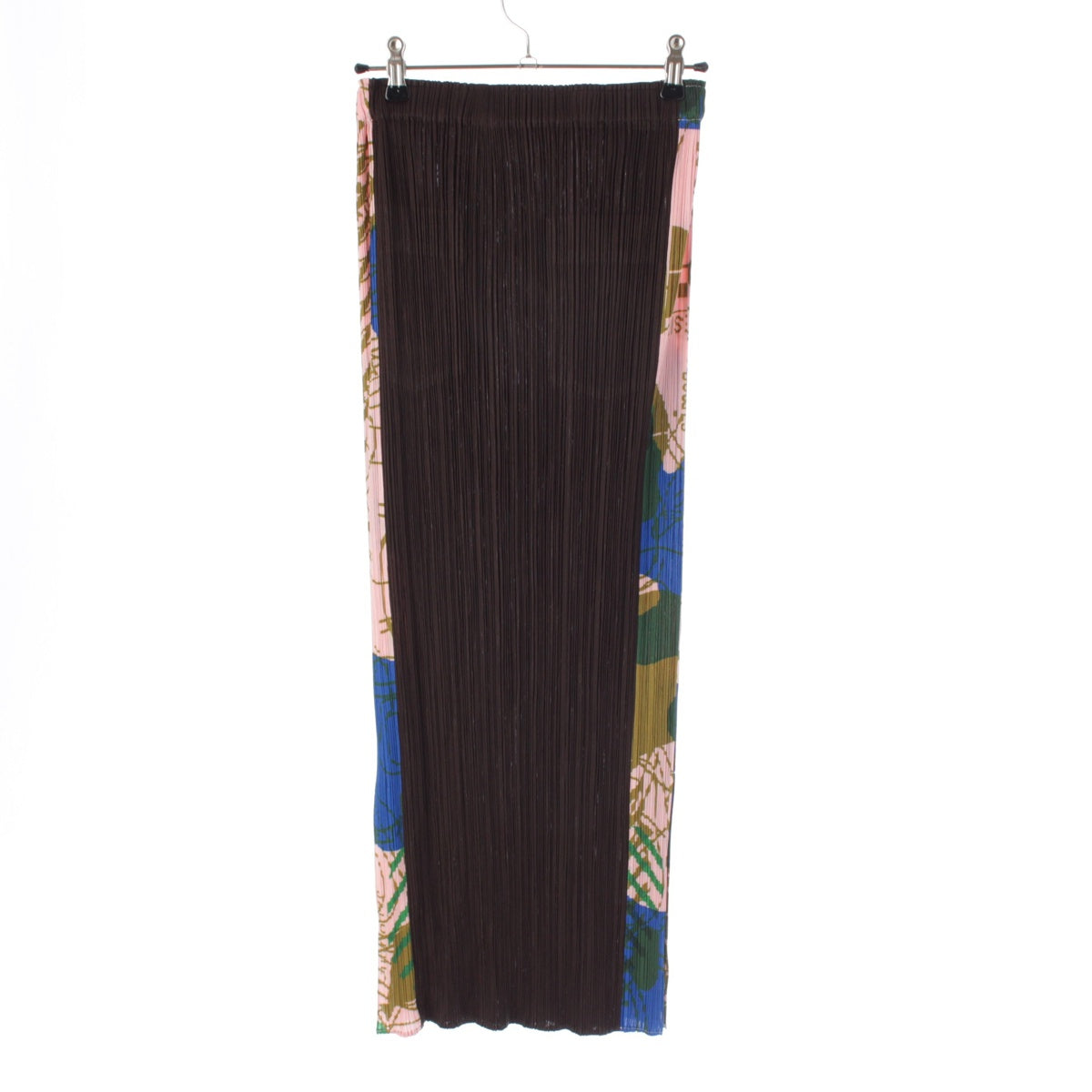 PLEATS PLEASE ISSEY  Graphics Pleated Long skirt Side slits Straight English letters PP22-JG776 Brown pink 2
