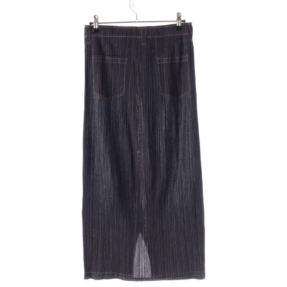 PLEATS PLEASE ISSEY  Denim transfer front slit skirt PP23-JG924 Indigo 2