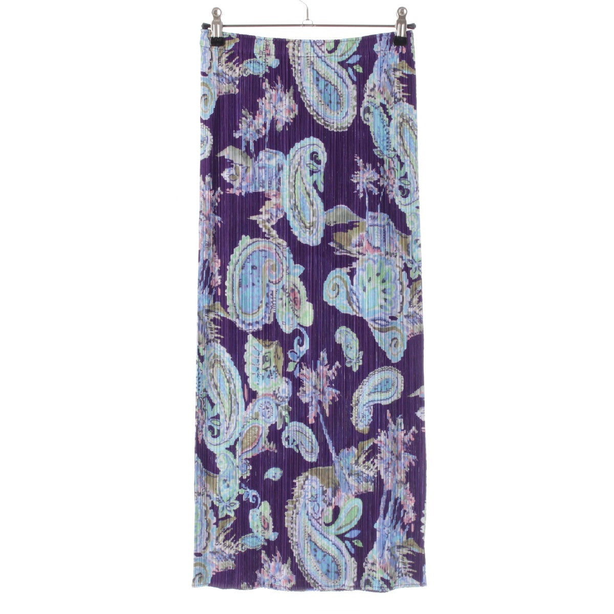 PLEATS PLEASE ISSEY  Palm Trees Paisley Pattern Long skirt  PP61-JG803 purple 1