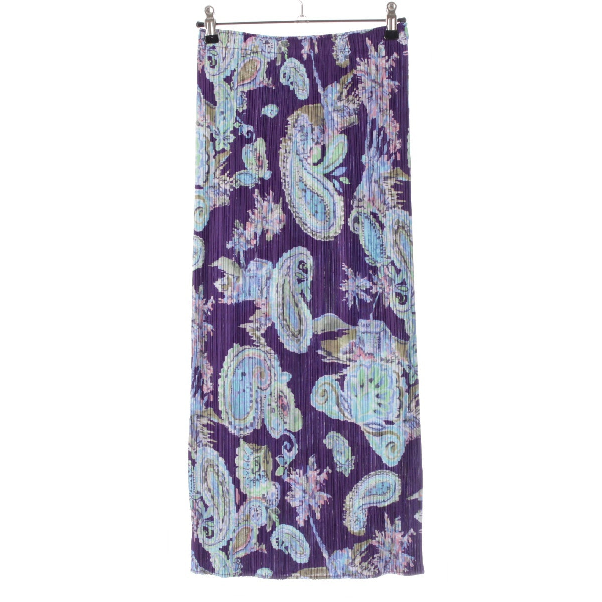 PLEATS PLEASE ISSEY  Palm Trees Paisley Pattern Long skirt  PP61-JG803 purple 1
