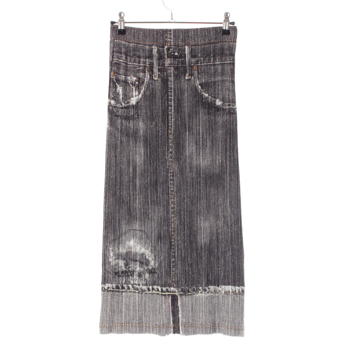 PLEATS PLEASE ISSEY  Denim transfer damage design Long skirt PP71-JG532 gray 2