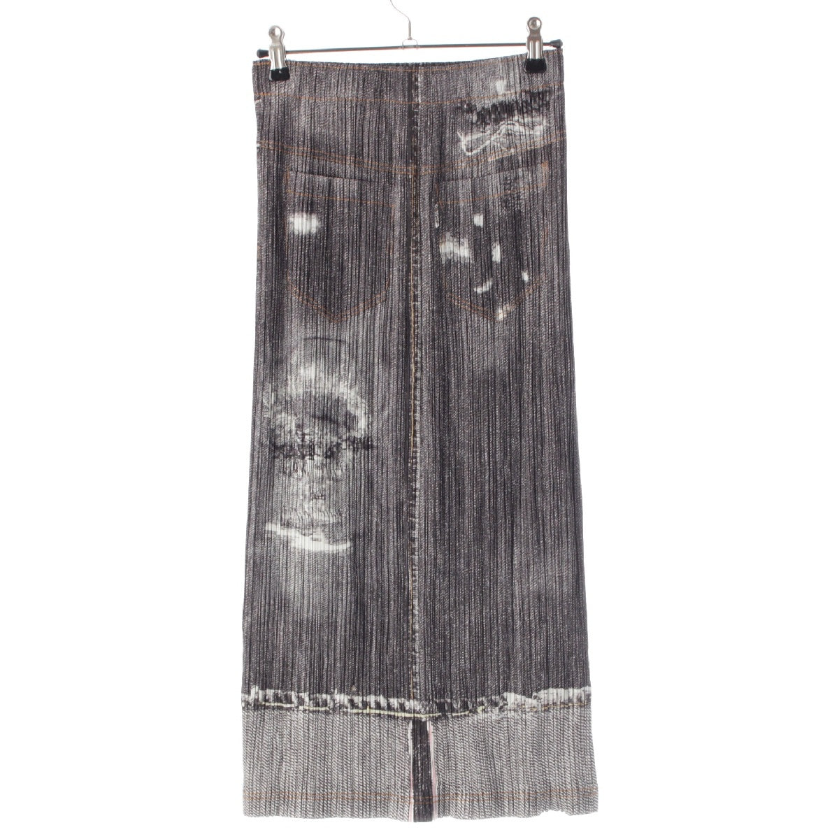 PLEATS PLEASE ISSEY  Denim transfer damage design Long skirt PP71-JG532 gray 2