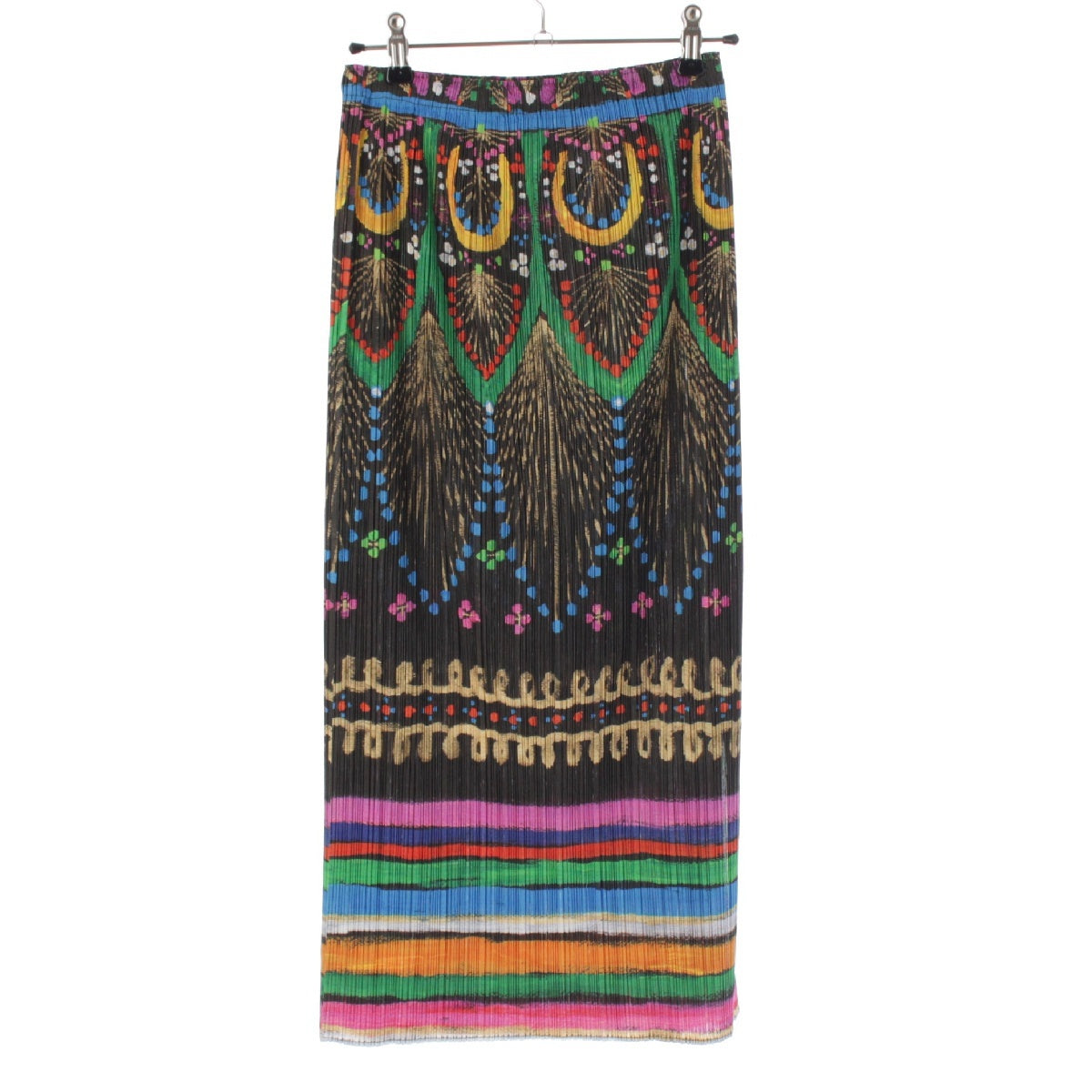 PLEATS PLEASE ISSEY  Full pattern Pleated Long skirt Slit Straight PP63-JG574 Black multicolor 1