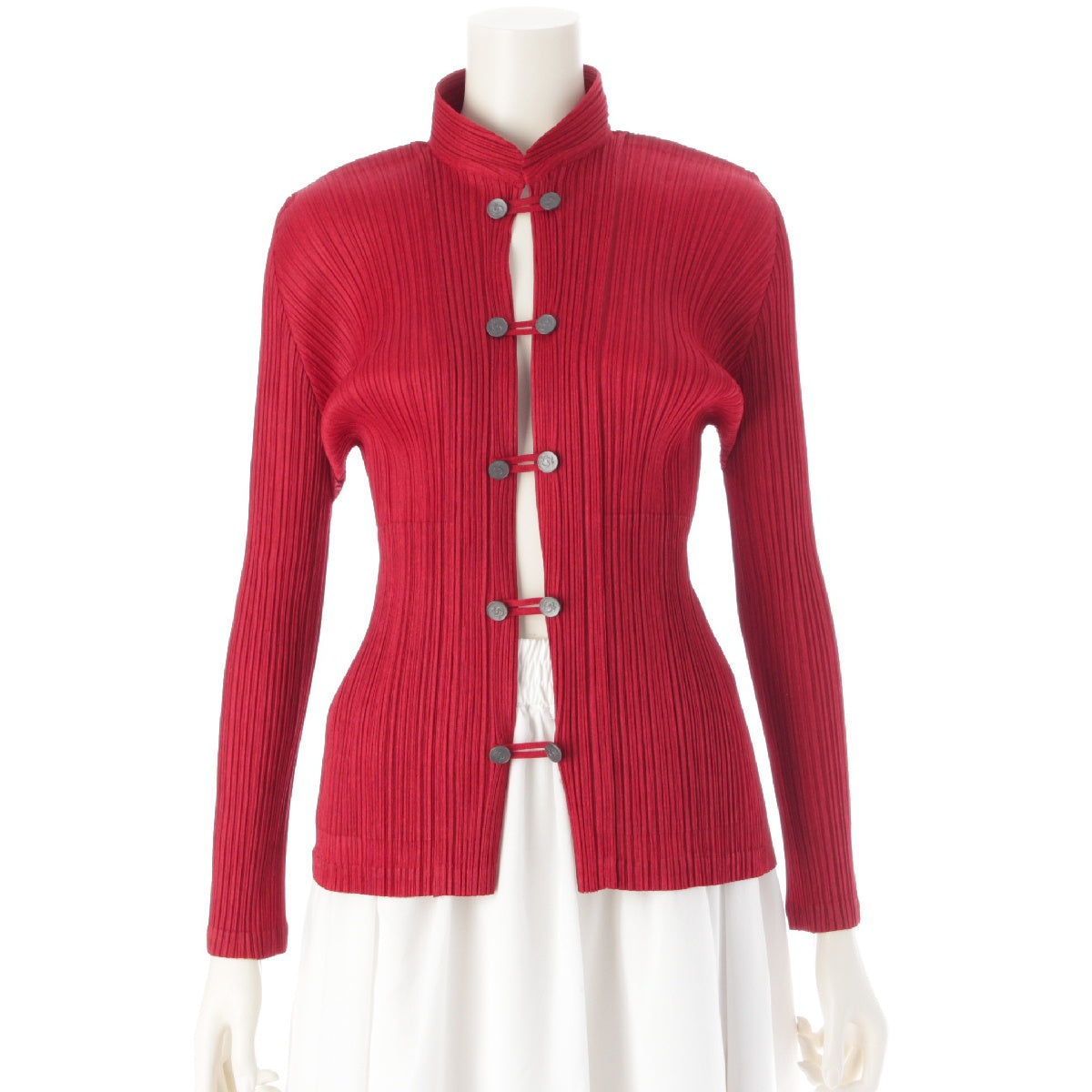PLEATS PLEASE ISSEY  Dragon Chinese Button cardigan Tops Shirts Blouses PP63-JD143 Red 3