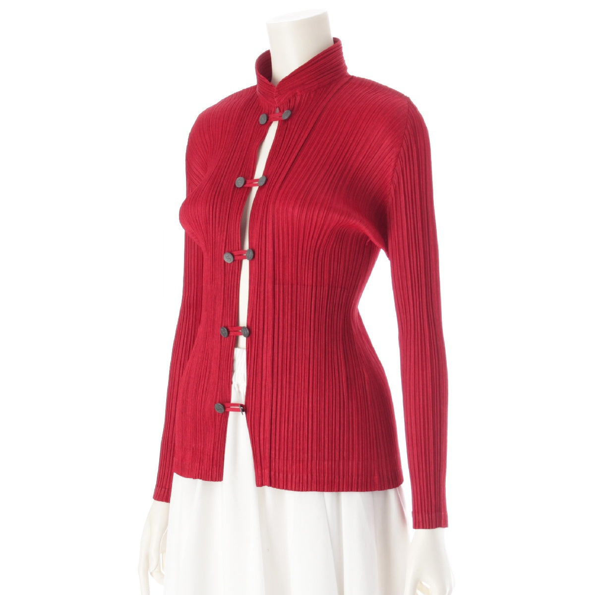 PLEATS PLEASE ISSEY  Dragon Chinese Button cardigan Tops Shirts Blouses PP63-JD143 Red 3