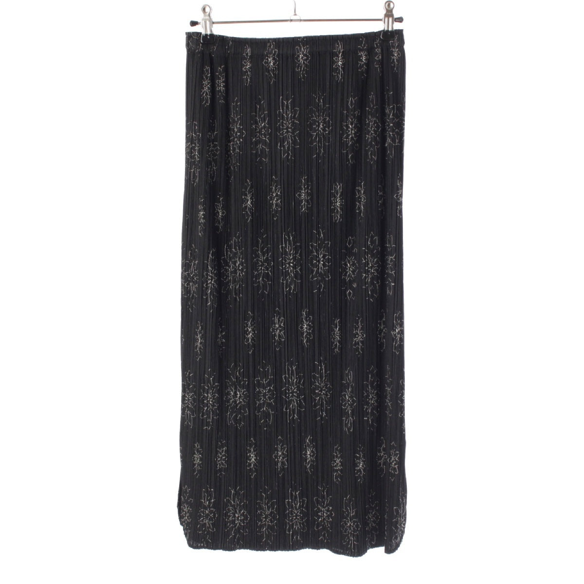 PLEATS PLEASE ISSEY  Flower Embroidery Floral Embroidery Pleated skirt Maxi length PP51-JG885  black 1