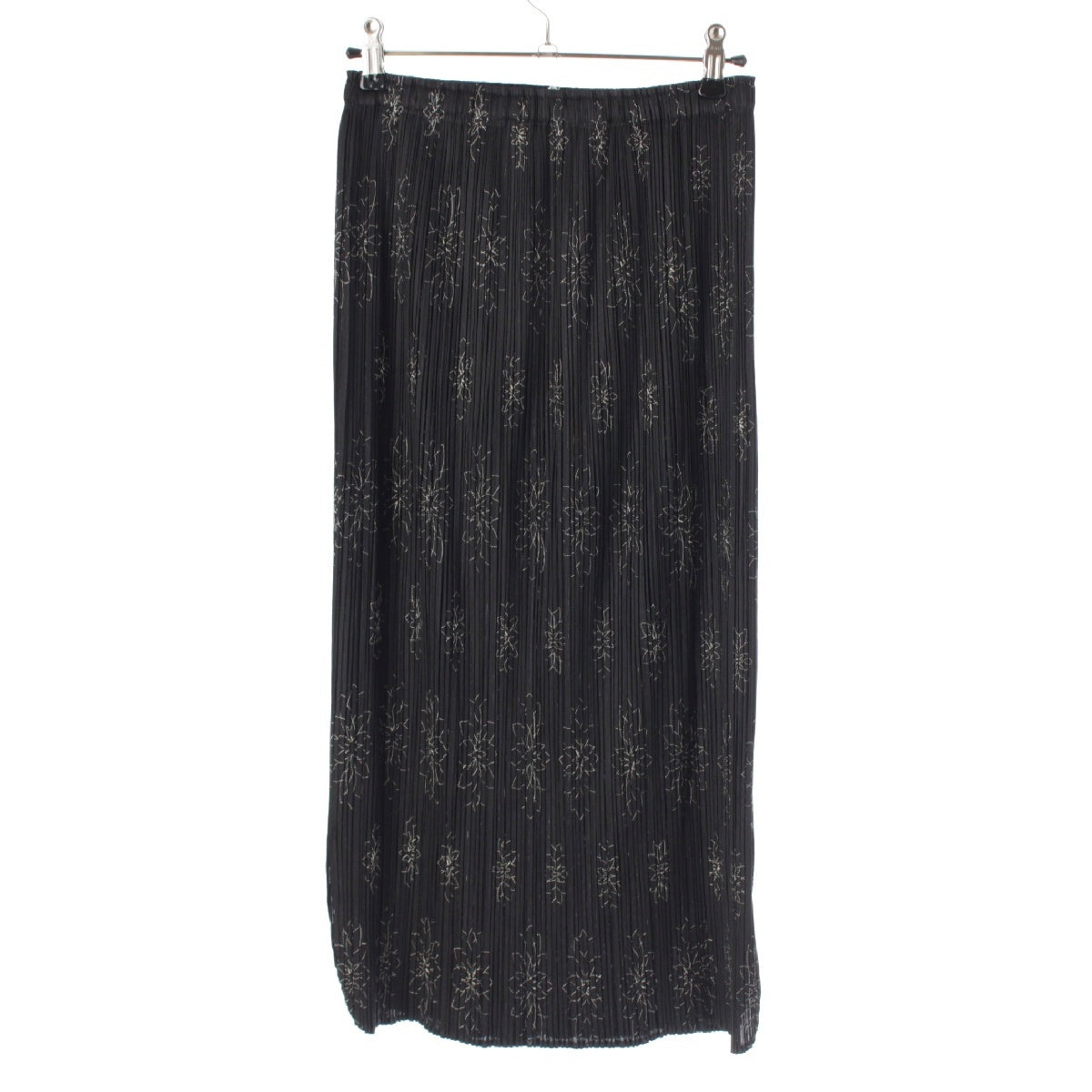 PLEATS PLEASE ISSEY  Flower Embroidery Floral Embroidery Pleated skirt Maxi length PP51-JG885  black 1