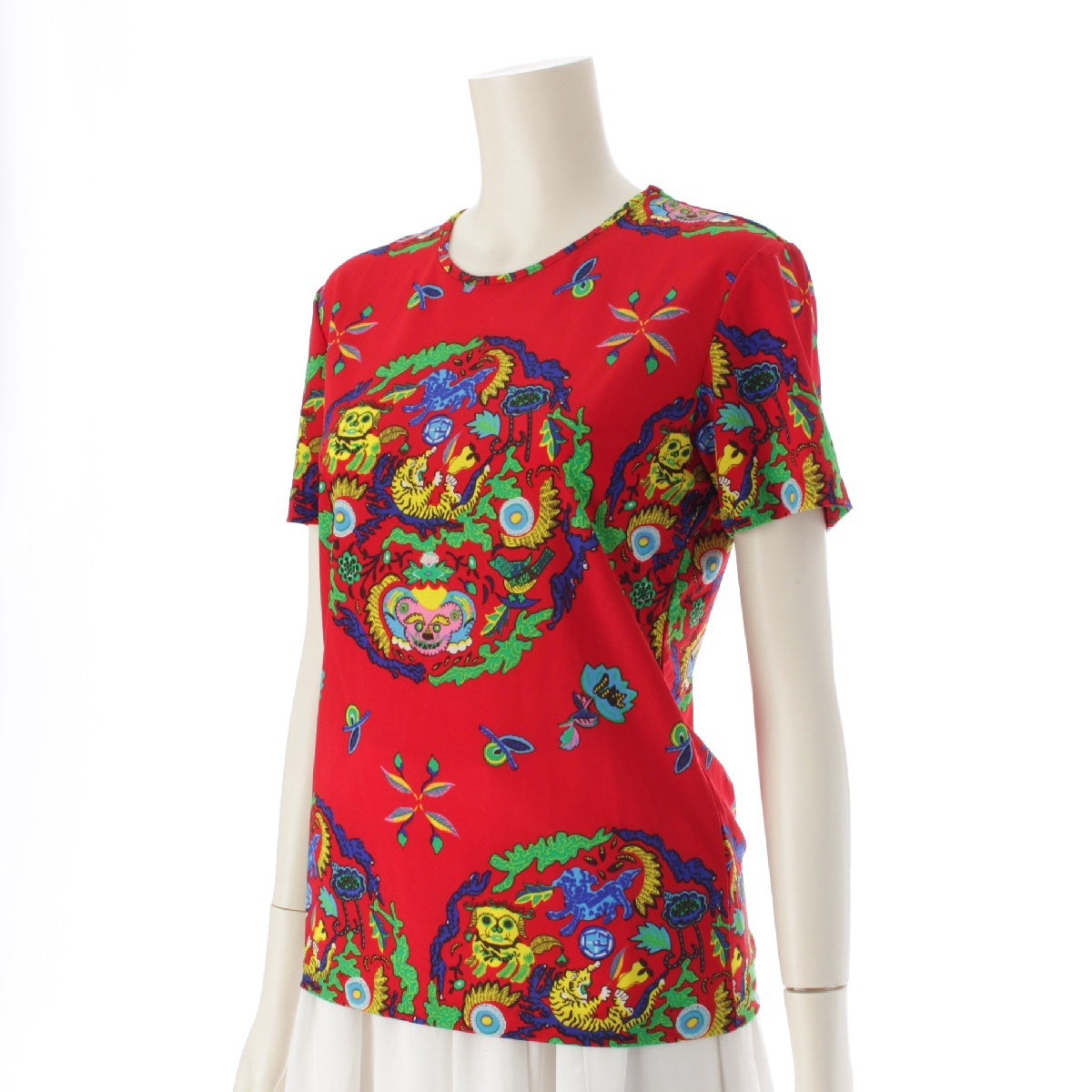 PLEATS PLEASE ISSEY  Chinese Lucky Pattern Tiger Dog Cut Short sleeve T-shirt  PP81-JR313 Red multicolor 3