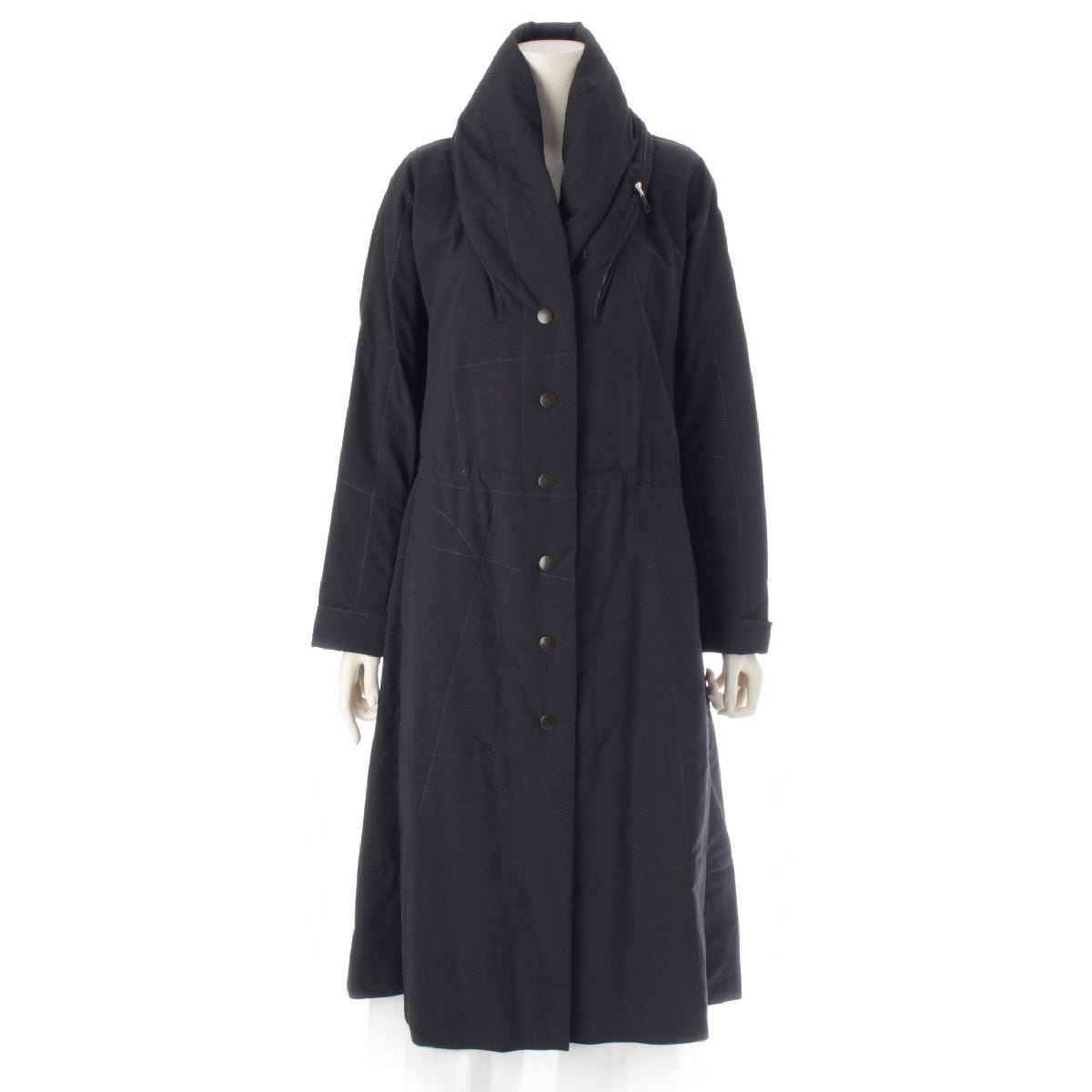 PLEATS PLEASE ISSEY  Punching Stitch Hood Long coat outer PP44-ZA852  black 3