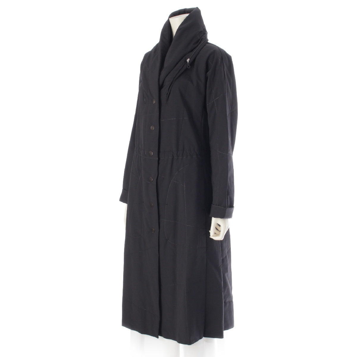 PLEATS PLEASE ISSEY  Punching Stitch Hood Long coat outer PP44-ZA852  black 3