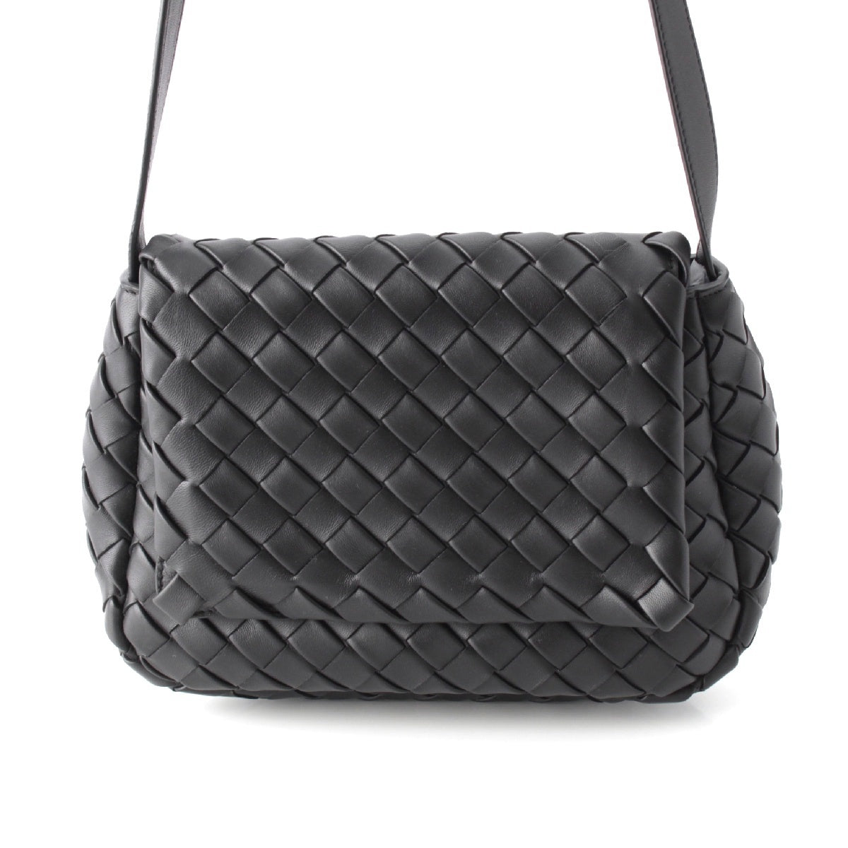 BOTTEGAVENETA Cobble Small leather INTRECCIATO Messenger Shoulder Bag Cross body 755659 black