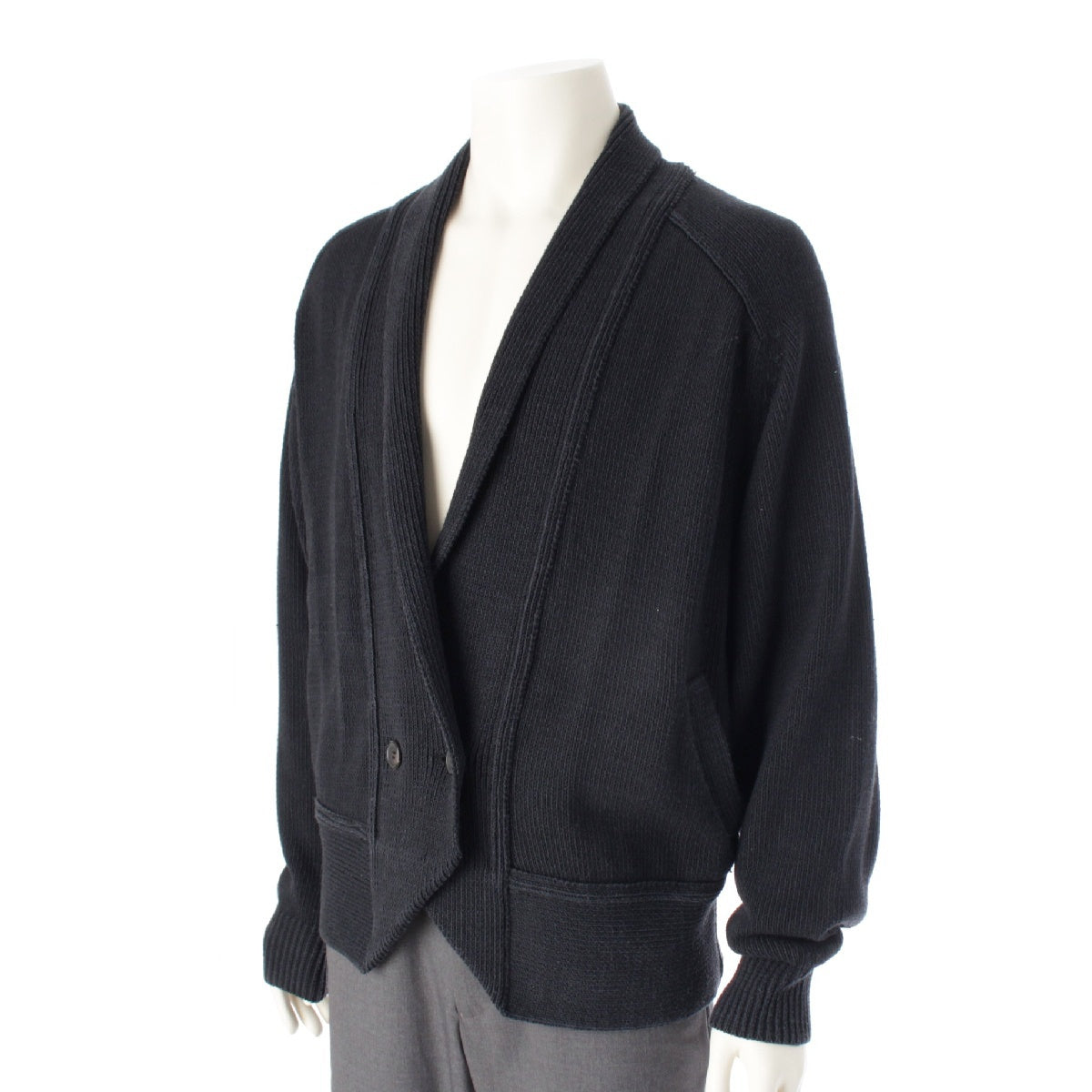 ISSEY MIYAKE MEN 80s silk Vintage brush tag double-breasted knit cardigan Jacket tops DL42509 Navy M