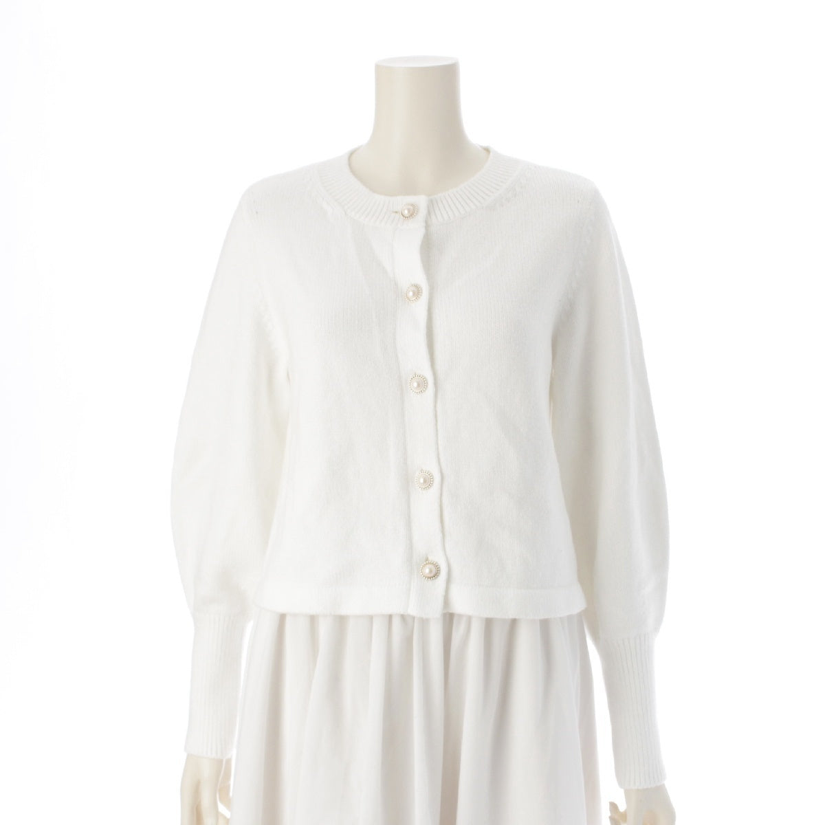 FOXEY NEW YORK 22 years Regine cotton F pearl button knit cardigan tops 42622 white 40