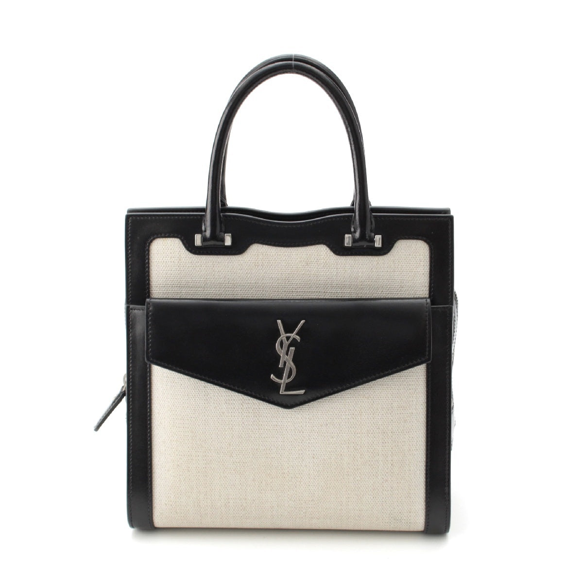 SAINT LAURENT Canvas leather Updown YSL logo 2way handbag Shoulder Bag bag 561203 Black White