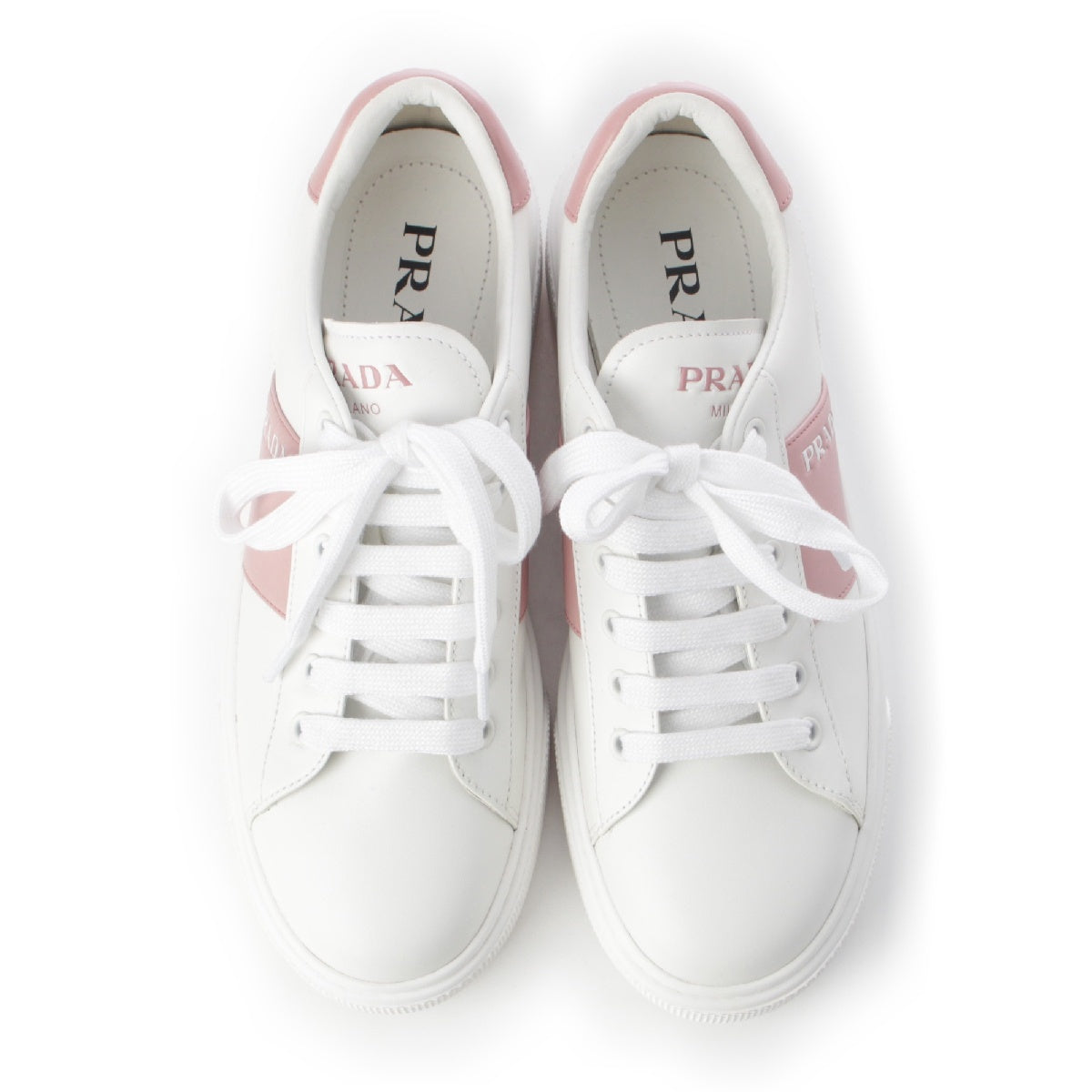 PRADA leather Logo low cut bicolor sneakers shoes 1E223M White pink 38