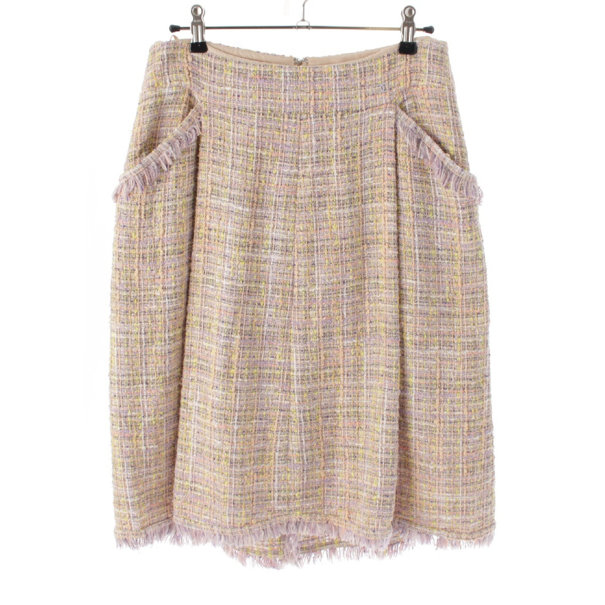 CHANEL 04P Tweed Fringe skirt Bottoms P23054 multicolor 38