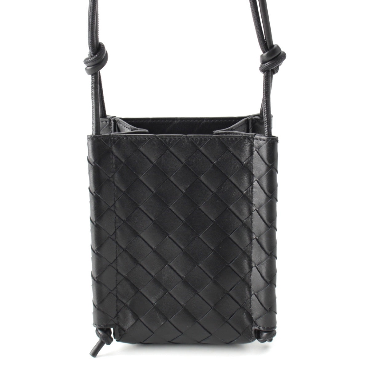 BOTTEGAVENETA leather INTRECCIATO The Knot Mini Shoulder Bag 639293 black