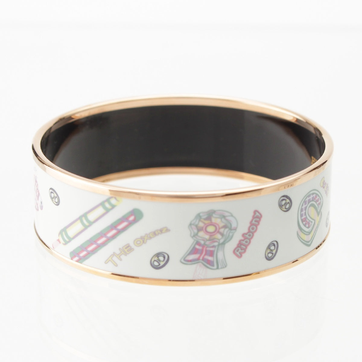 HERMES Enamel GM Large Funny Ice Cream bracelet Bangle accessories White gold