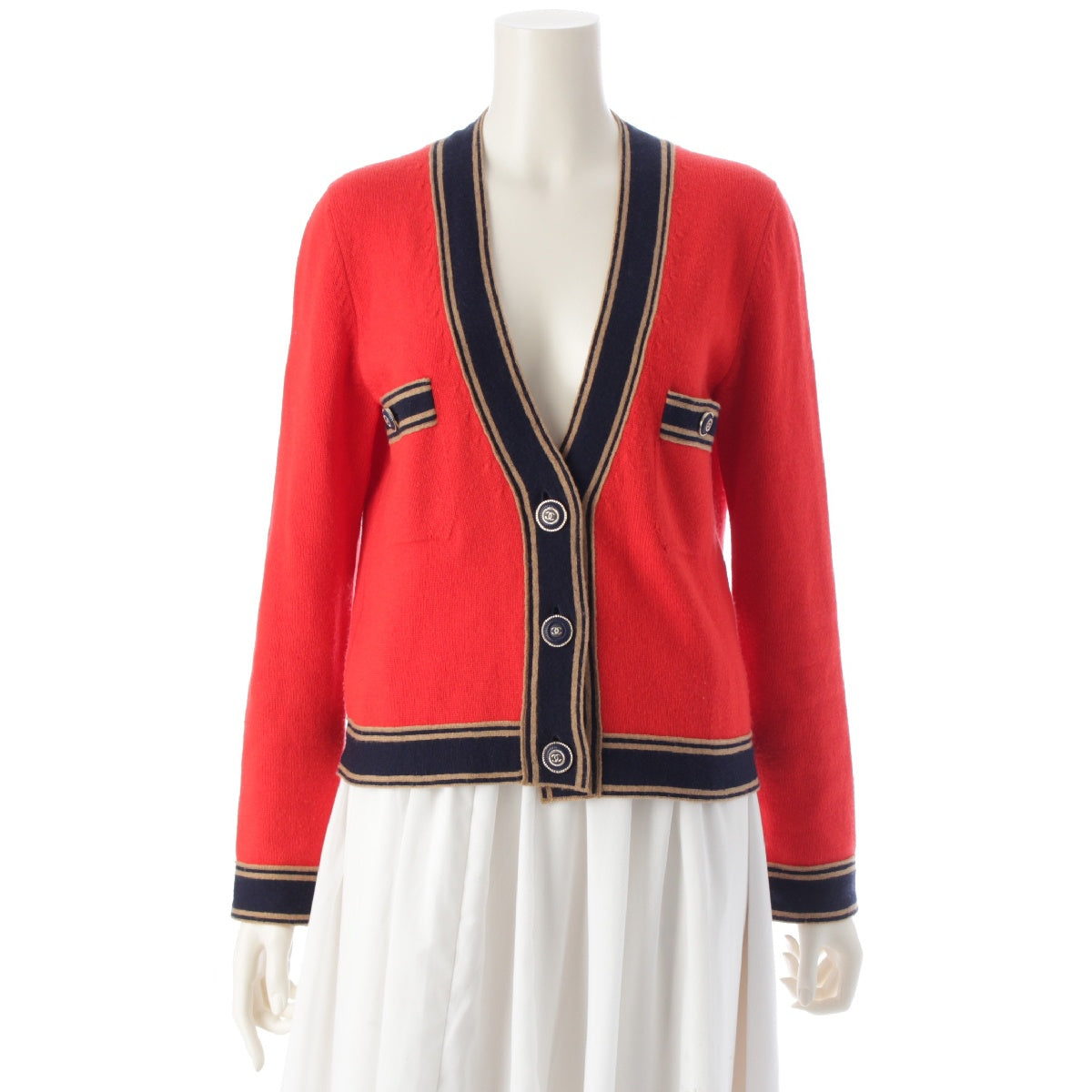 CHANEL 20C cashmere COCO Mark cardigan tops P62955 Red 38