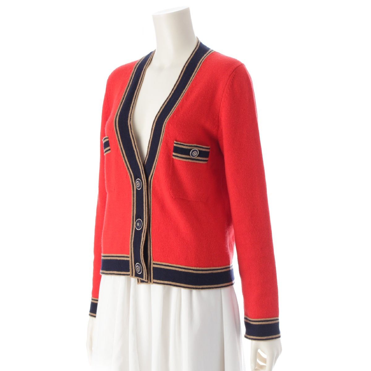 CHANEL 20C cashmere COCO Mark cardigan tops P62955 Red 38