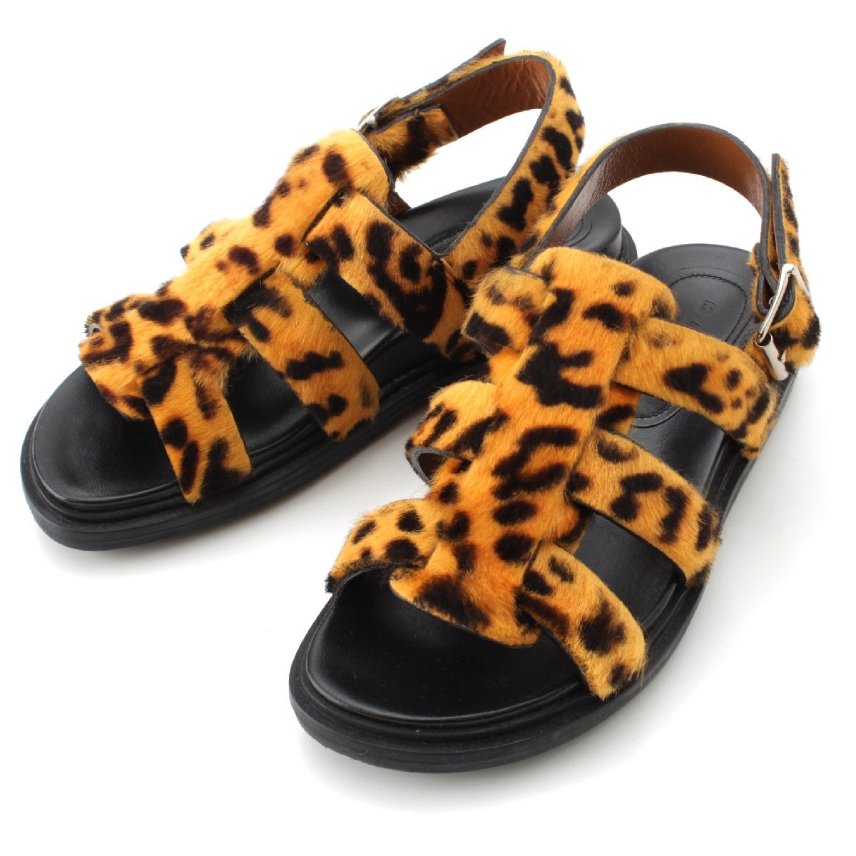 MARNI Harako Leopard Fussbett Sandals shoes yellow 37