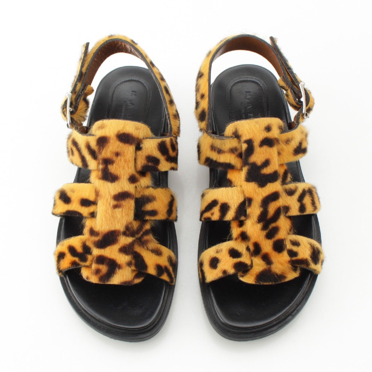 MARNI Harako Leopard Fussbett Sandals shoes yellow 37