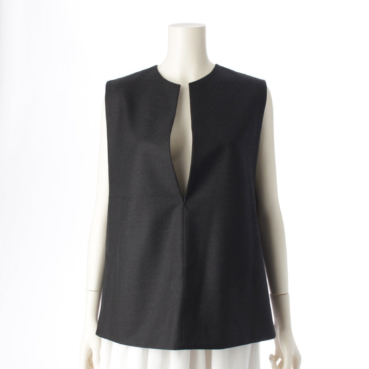 Drawer wool Sleeveless, collarless, skipper Best tops 6521-299-1138 Dark Gray Gold Metal 36