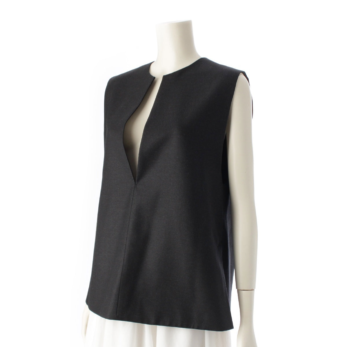 Drawer wool Sleeveless, collarless, skipper Best tops 6521-299-1138 Dark Gray Gold Metal 36