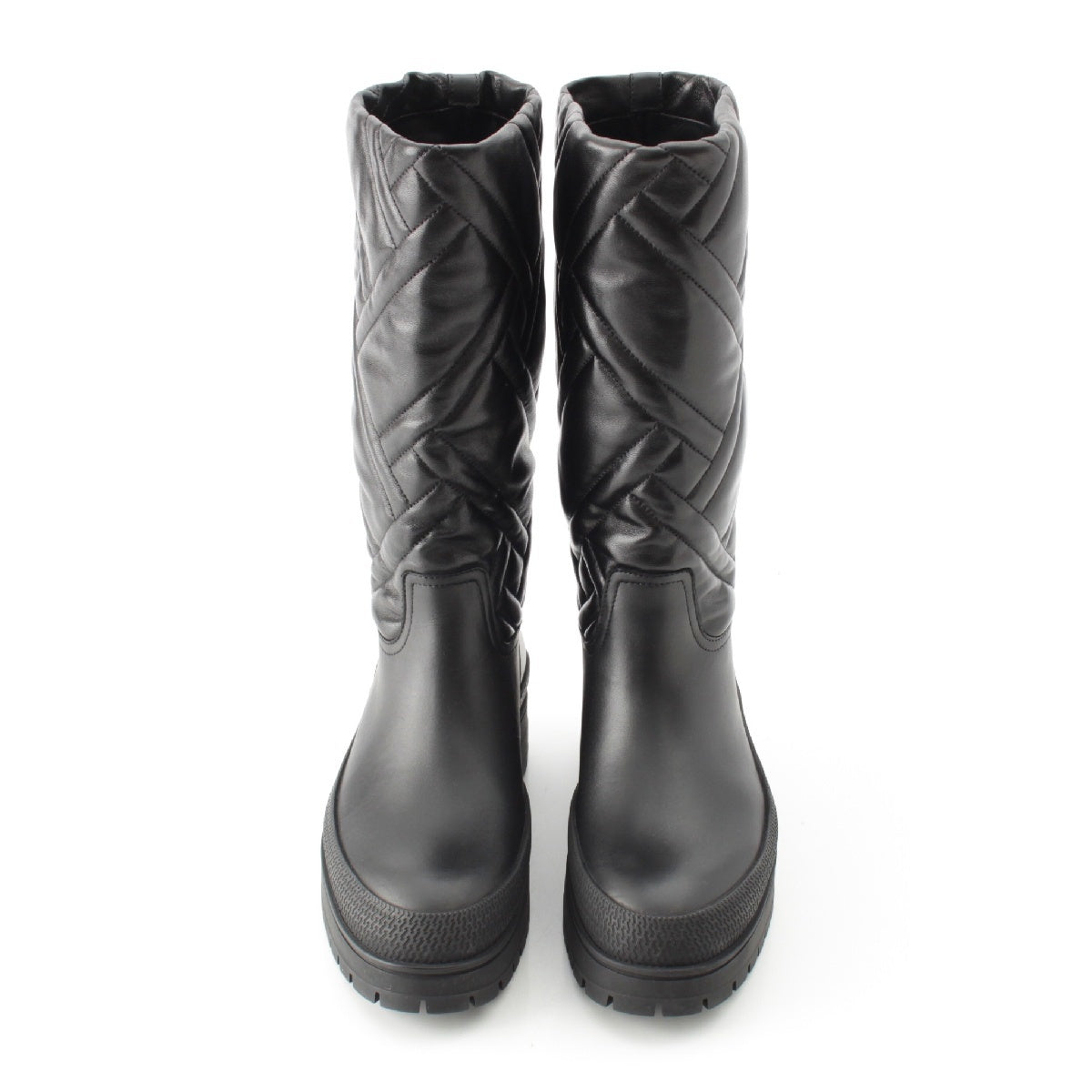 HERMES leather Fuji Exlibris Long boots shoes black 35