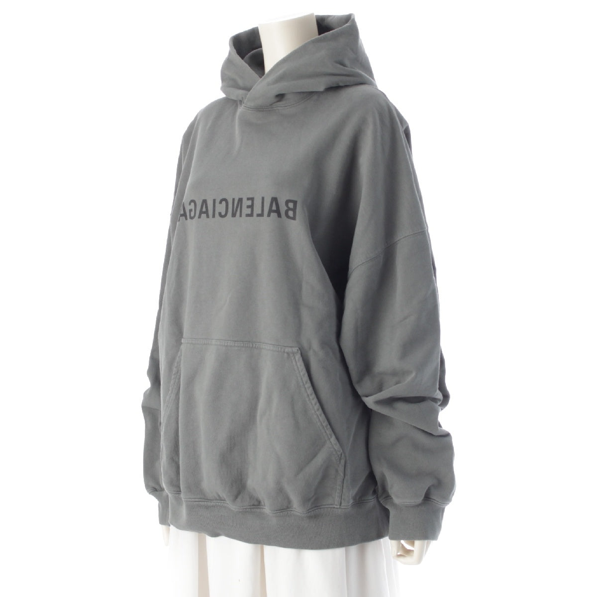 BALENCIAGA 22 years cotton Reverse Mirror Logo Print Hoodie Top Parker 727163 khaki 1